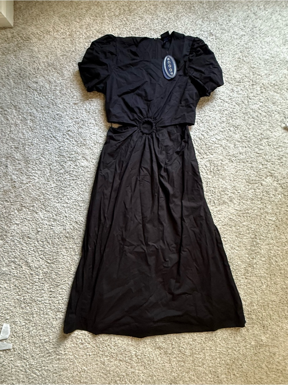 Scoop O Ring Puff Sleeve Maxi Dress NWT